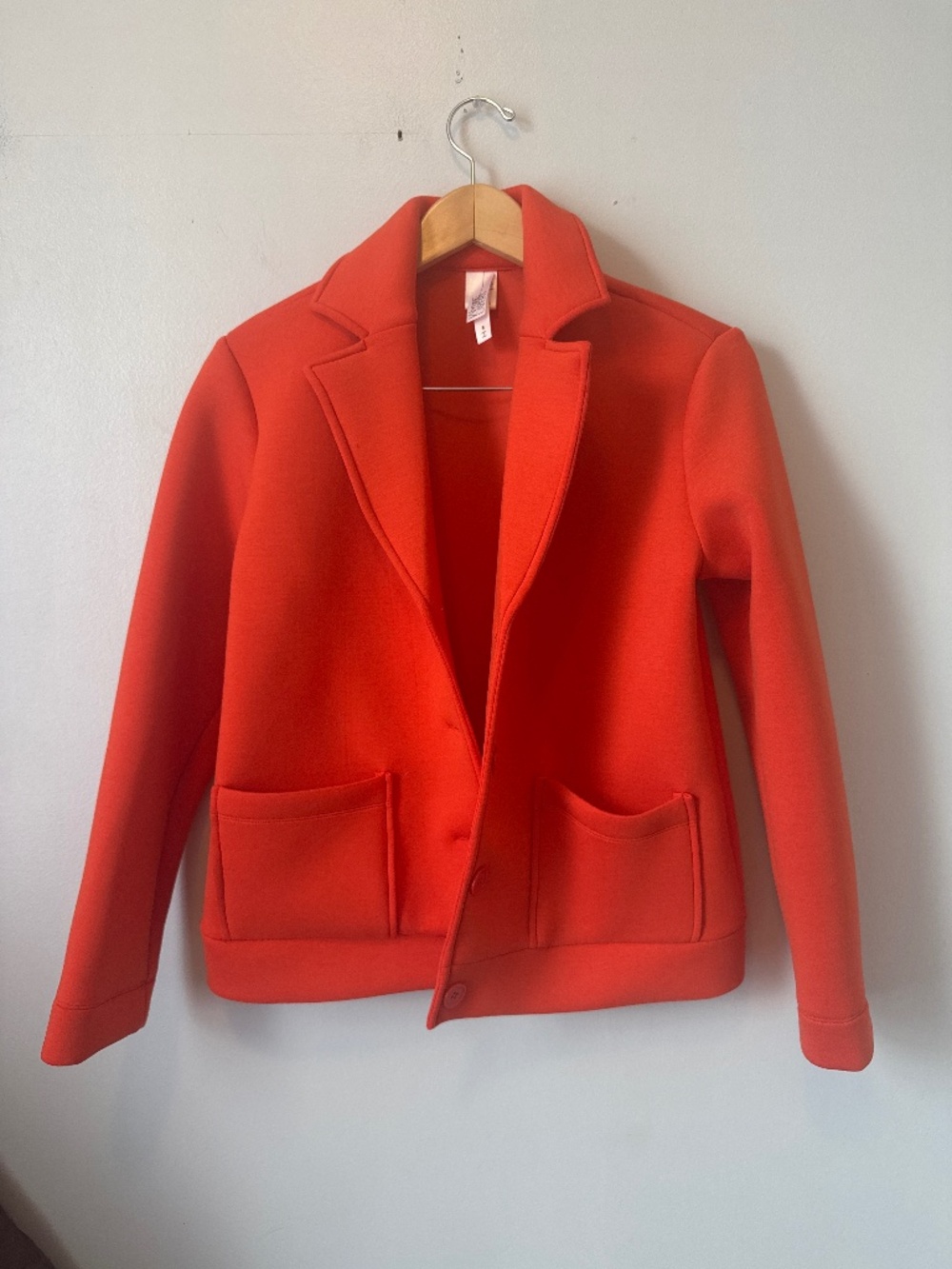 Wynne Layers scuba bright orange button front blazer